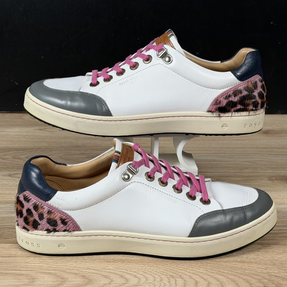 Royal Albartross Golf Shoes Womens 10 10.5 White Pink FieldFox Leather Leopard